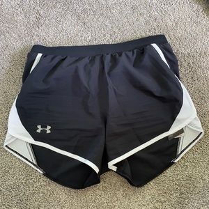 Black and white under armor shorts